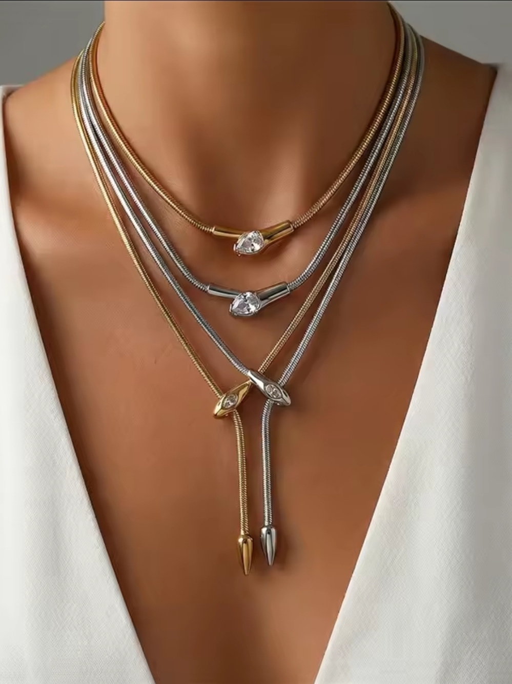 Silver Sliding Lariat Necklace - Picture 3 of 3